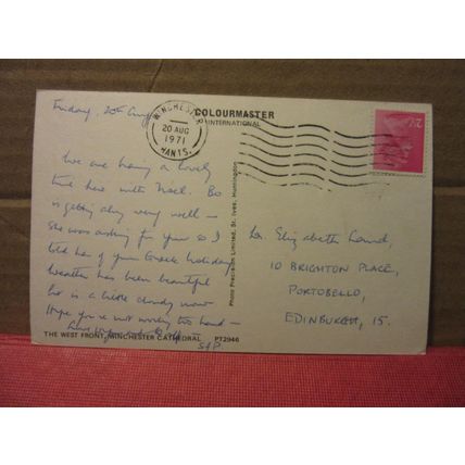 WINCHESTER CATHEDRAL, HAMPSHIRE used postcard Colourmaster 1971 pm =