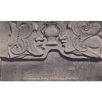 Christchurch Priory Contraversy Over Cup Dorset Sculpture Postcard