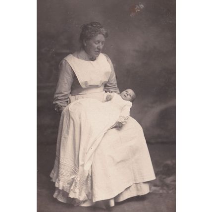 Midwife Nurse Newborn Baby Antique Real Photo French Postcard