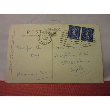 multiview, TORQUAY, DEVON used vintage postcard by Valentine 1957 pm