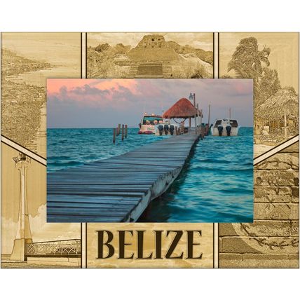 Belize Laser Engraved Wood Picture Frame Landscape (5 x 7)