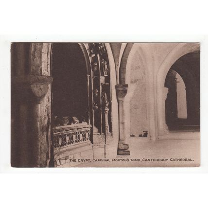 The Crypt Cardinal Morton's Tomb Canterbury Cathedral Postcard Kent