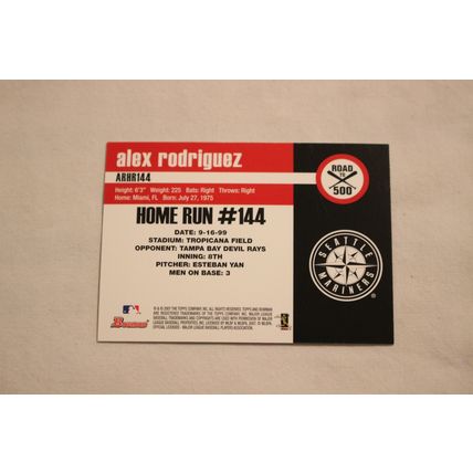 Alex Rodriguez 2007 Bowman ROAD TO 500 ARHR144 Home Run #144