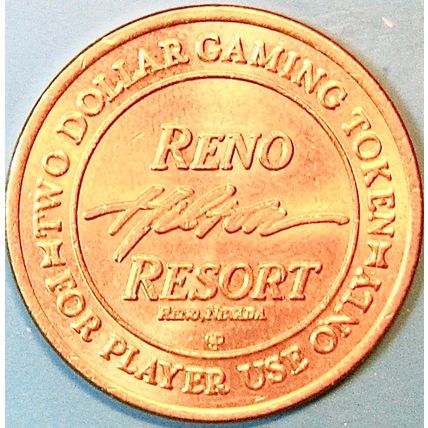 Hilton. $2 Casino Token. Reno, NV. J98.