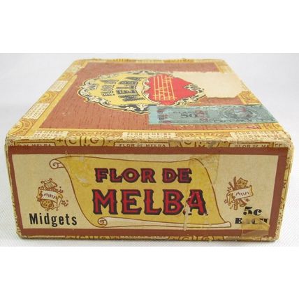Flor De Melba Midgets Cardboard Cigar Box, EMPTY, Condition Issues