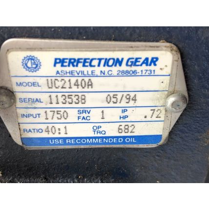 NEW PERFECTION GEAR UC2140A GEAR REDUCER,43072,RATIO: 40:1,SHAFT DIAMETER:1",AZ