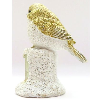 Golden Glitter Robin Ornament Figurine 8 CM Gift Christmas Holiday Decoration