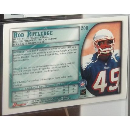 1998 Bowman ROD RUTLEDGE (Patriots) Rookies card #200