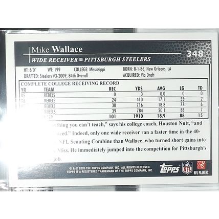 2009 Topps MIKE WALLACE (Steelers) Rookie Card #348