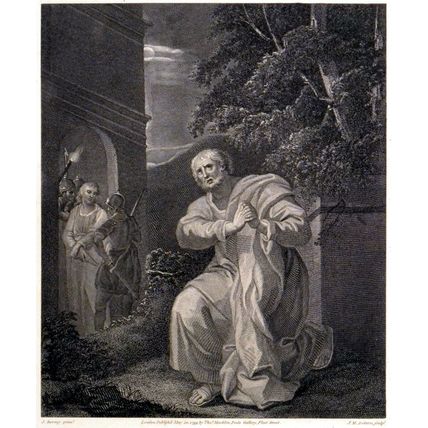 PETER’S REPENTANCE 1799 Jean Marie Delattre - Joseph Barney ANTIQUE ETCHING