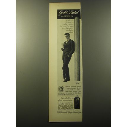 1960 Gold Label Jaguar 70 Cigar Advertisement