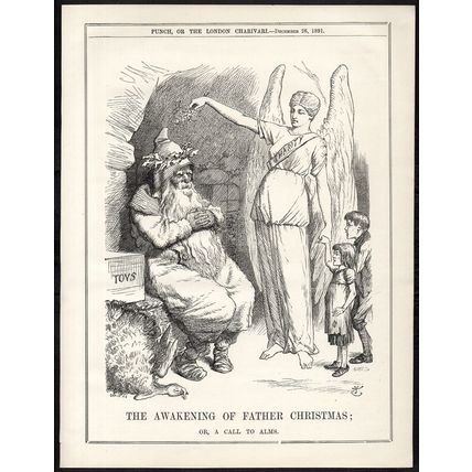 AWAKENING OF FATHER CHRISTMAS 1891 Sir John Tenniel Joseph Swain PUNCH CARTOON