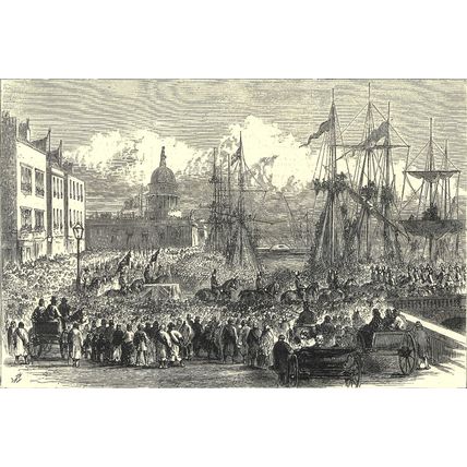 FUNERAL OF LORD MAYO - CUSTOM HOUSE QUAY 1872 VICTORIAN ENGRAVINGS