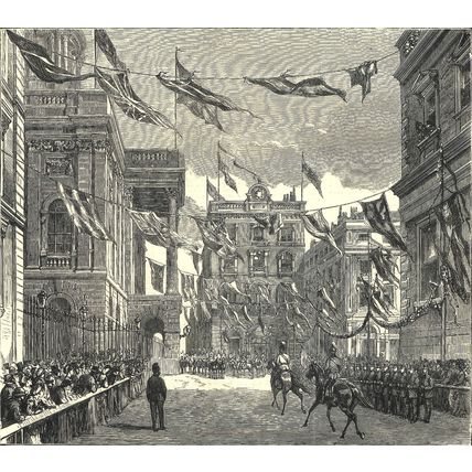 MARCH PAST - RECEPTION OF PRINCE ARTHUR 1872 VICTORIAN ENGRAVINGS