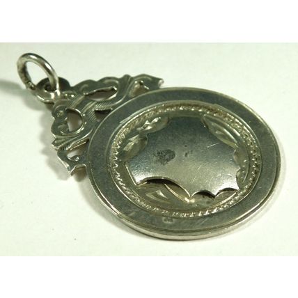 Antique Solid Silver Pocket Watch Fob Medal 1925 By H Bushell Unpersonalised