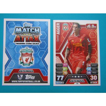 146. Daniel Agger - Liverpool - Match Attax 2013/14 Football Card EF1