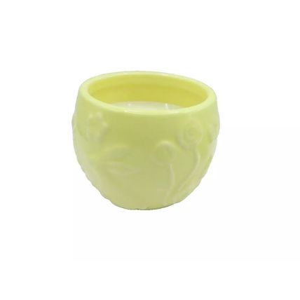 Yellow Egg Shaped Ceramic Candle Spring Blossom Scented Candle Easter Bunny