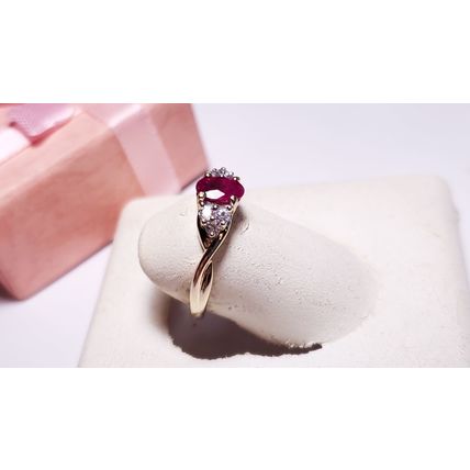 Estate .70ctw Oval Ruby & Rd White Sapphire Infinity Sides 14Kt Y/Gold Ring20994