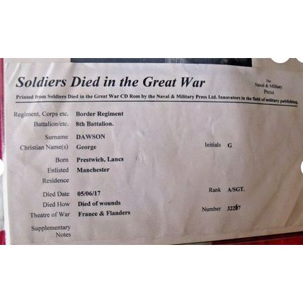 WORLD WAR ONE 1914- 1919 BRITISH WAR MEDAL & VICTORY Border Regt D.O.W Dawson
