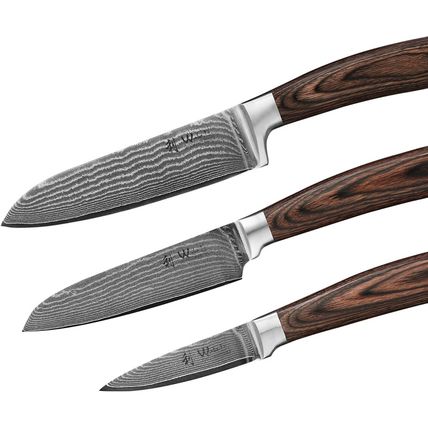 Wakoli Damascus Kitchen Knife Set, 3 Pieces Professional Chef Knife Set Made fro
