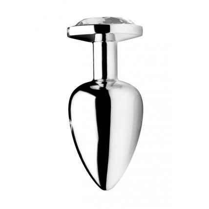 Clear Gem Anal Plug Large Metal Jewel Aluminium Booty Sparks Ass Butt Play Huge!
