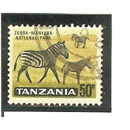 Tanzania QE11 1965 50c Common Zebra Manyara National Park SG 134 Used Stamp