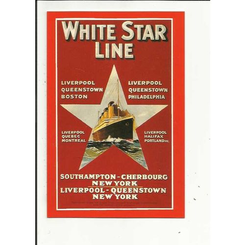 White Star Line SOUTHAMPTON/LIVERPOOL Advertising Postcard by Marine Art (59)