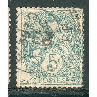 France 1900 - SG295 - 5c bluish green - "Blanc" - used 2