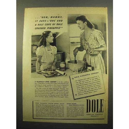 1946 Dole Pineapple Ad - Pineapple Sherbet