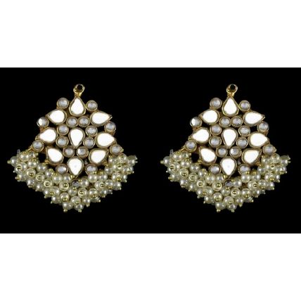 PAKISTANI INDIAN WOMEN GIRLS GOLD-PLATED THAPA KUNDAN EMBELLISHED NATURAL PEARLS