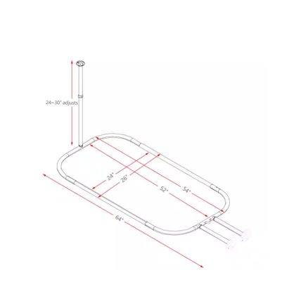 Utopia Alley 54"X24" Extra-Large Rustproof Aluminum Hoop Shower for Clawfoot Tub