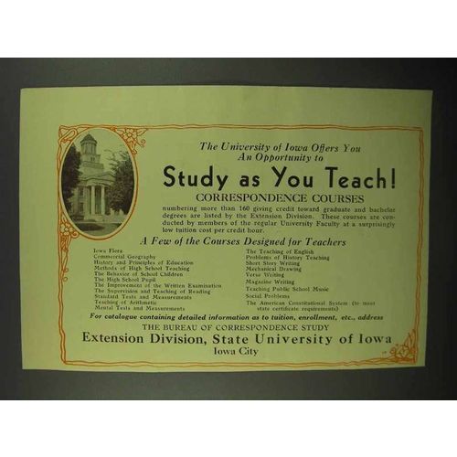 1932 State University of Iowa Ad - Study As You Teach
