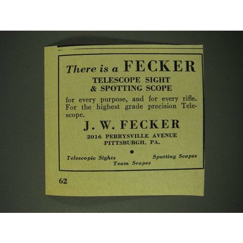 1946 J.W. Fecker Scopes Ad