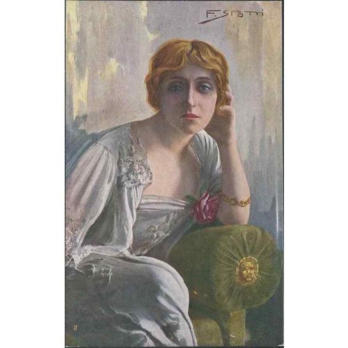 Glamour Lady ART Nouveau Spotti Signed Artist c.1920 MINT Lyda Borelli Italy #1