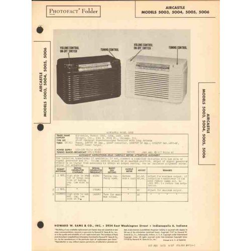 AIRCASTLE model 500x 5 tube AM radio receiver Sams Photofact manual