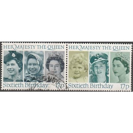 1986 Queen Elizabeth II 60th Birthday, 17p Value. Very Fine Used Pair.