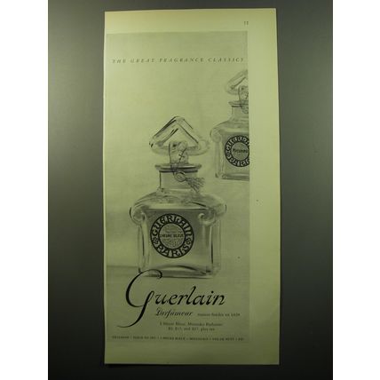 1950 Guerlain L'Heure Blue and Mitsouko Perfume Advertisement