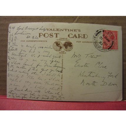 BEN WYVIS from, STRATHPEFFER, SCOTLAND used postcard RP by Valentine 1932 pm /