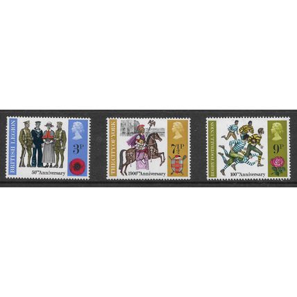 GREAT BRITAIN 1971 BRITISH ANNIVERSARIES SG 887 / 889 SET 3 VALS UM MINT#3