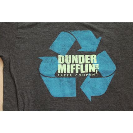 Mens T-SHIRT Gray Size XL THE OFFICEDUNDER MIFFLIN RECYCLE Graphic Tee