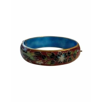 Vintage Red Cloisonné Hinge Bracelet
