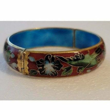 Vintage Red Cloisonné Hinge Bracelet