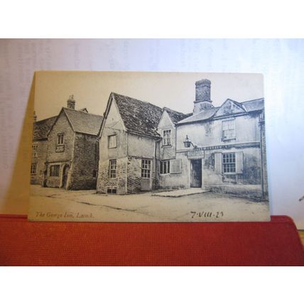 THE GEORGE INN, LACOCK, WILTSHIRE antique postcard by E C Hunt dated 1923 =