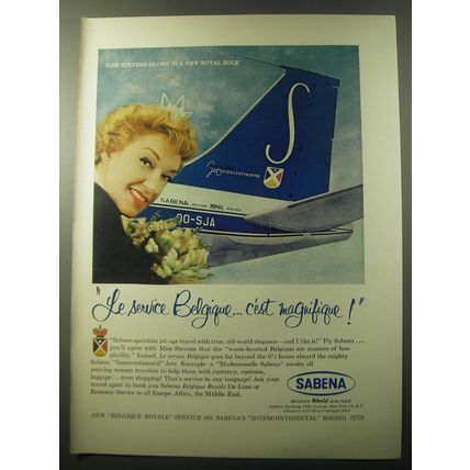 1960 Sabena Airlines Ad - Rise Stevens glows in a new Royal role
