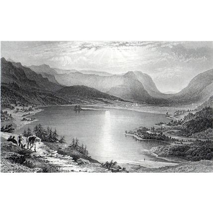 GRASSMERE FROM LOUGHRIGG FELL 1858 George Pickering - A. Le Petit ENGRAVING