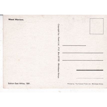Masai Warriors East Africa Postcard unused VGC