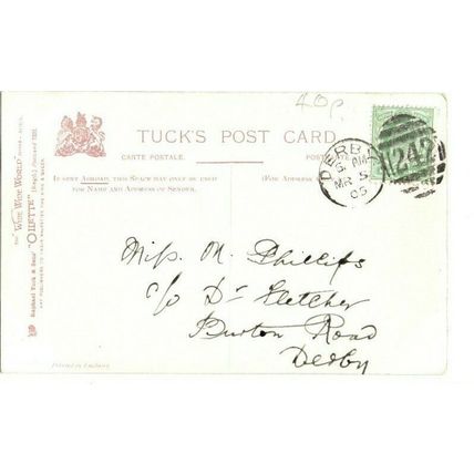 Postcard Tuck EXTERIOR OF ZENANA AGRA with DERBY 242 Duplex Postmark 1905