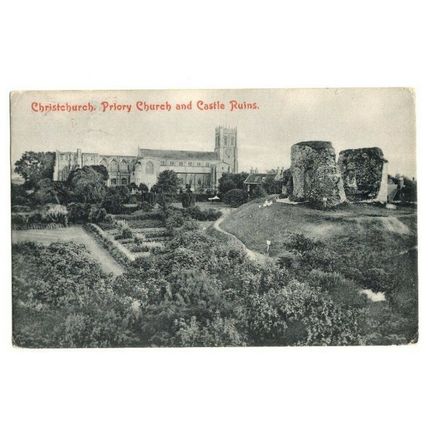 Postcard Christchurch Priory Church & Castle Ruins CHRISTCHURCH 200 Duplex 1907