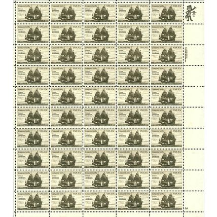 US - Germany Concord Ship Sheet of Fifty 20 Cent Postage Stamps Scott 2040