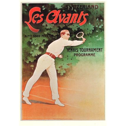 Les Avants Switzerland Tennis in 1925 Office Of Tourism Swiss Poster Postcard